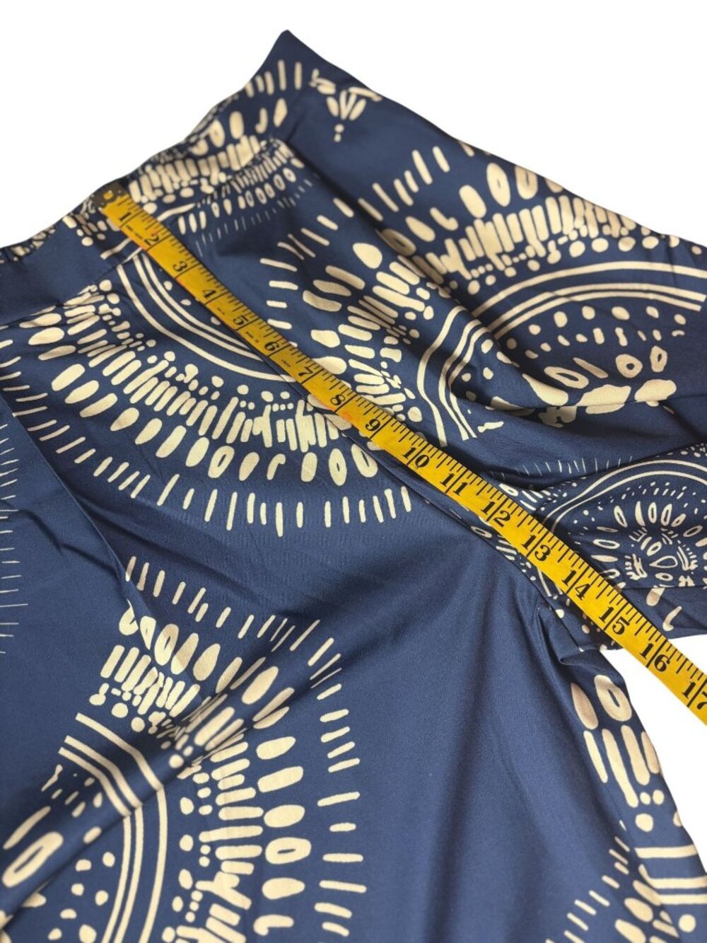 Blue & White Wide-Leg Pants With Boho Print Medium Cupshe 100% Polyester - Picture 7 of 12